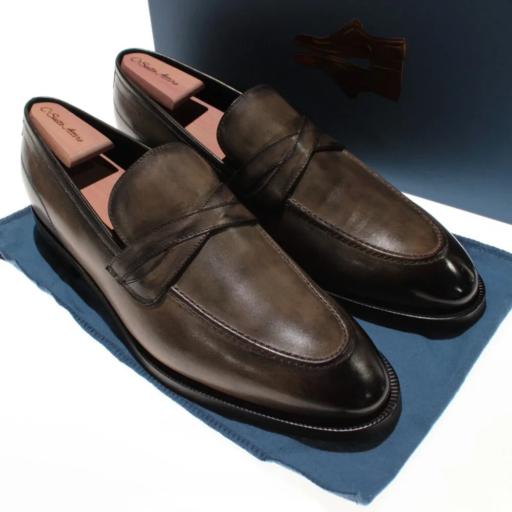 Di Bianco NWB Slip On Loafers Size 45 (US 12) in Green Leather Made in Italy